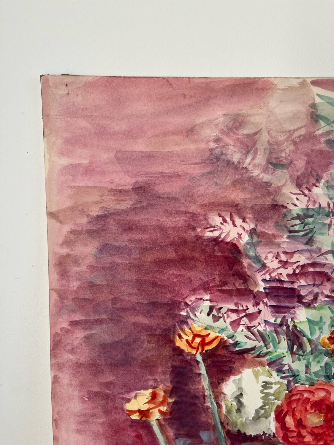 Summer flower bouquet, watercolour on double-sided paper.