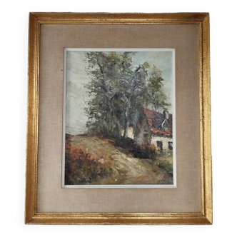 Landscape painting with knife painting signed