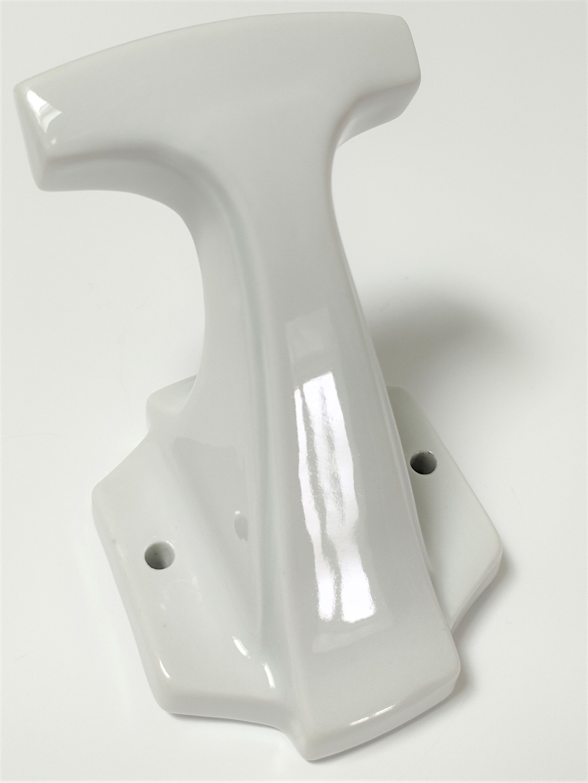 Four porcelain and vintage aluminum hooks