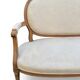 Louis XVI style bench, raw oak, ecru fabric, circa 1900s.