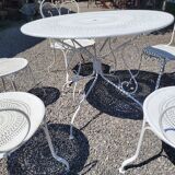 Old wrought iron garden furniture 3 armchairs + 2 chairs