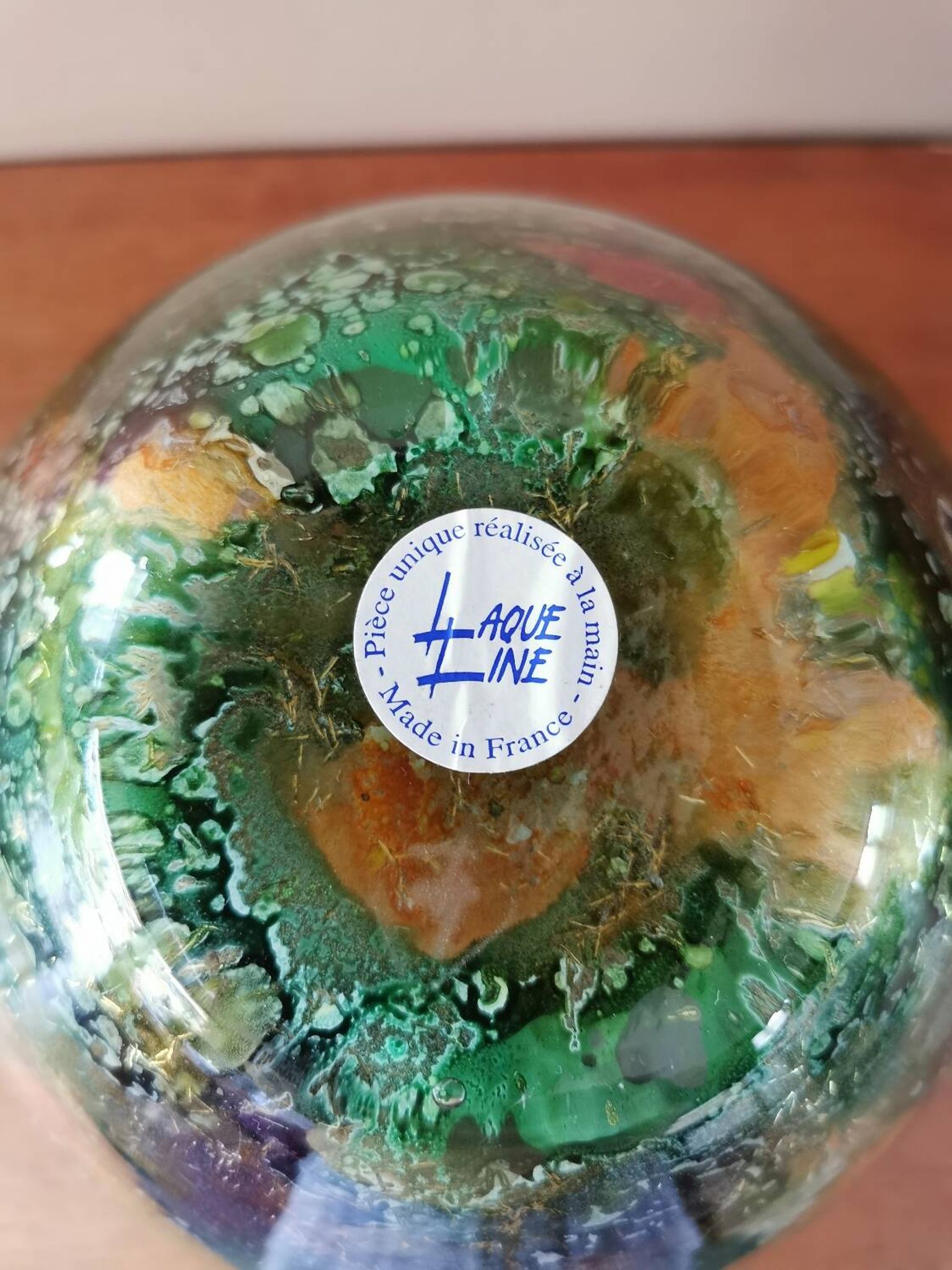 Eglomise Lacquered Glass Vase Line