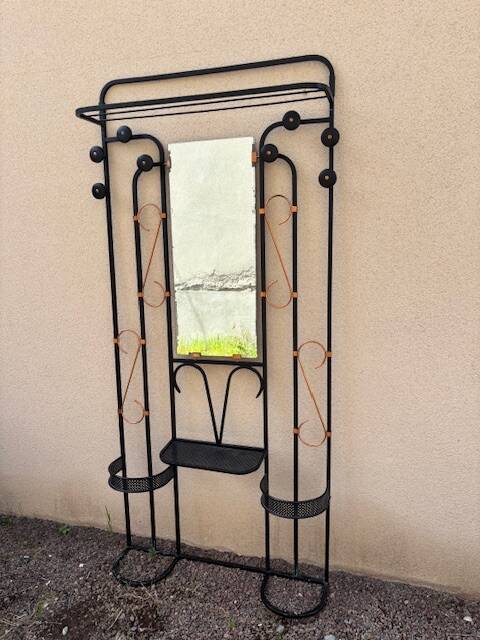 Wall coat rack wrought iron 1960