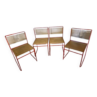 Giandomenico Belotti (1922-2004) - Suite de 4 chaises empilables - Modèle Spaghetti, édition Fly Lin