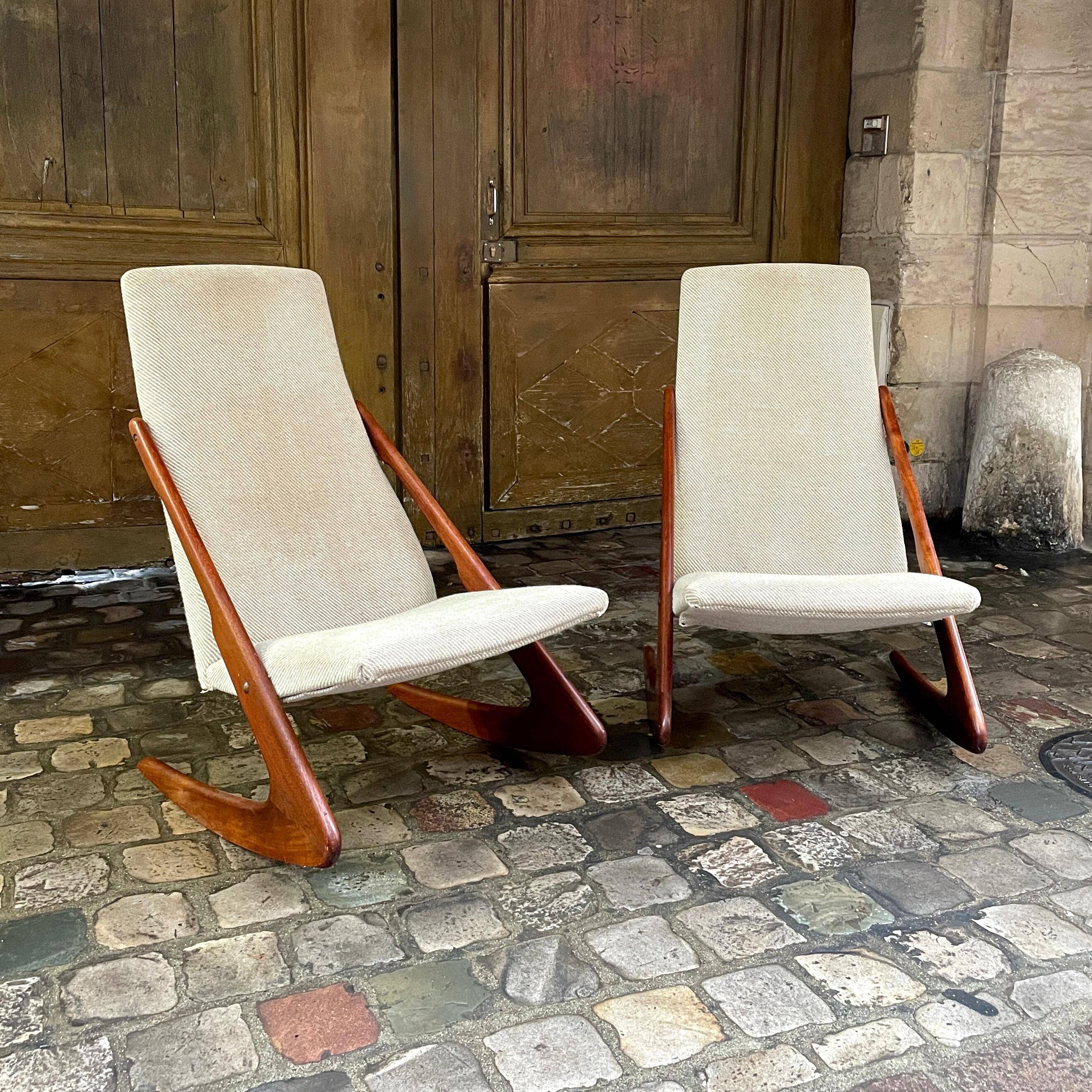Pair of Danish armchairs model Boomerang by Mogens Kold