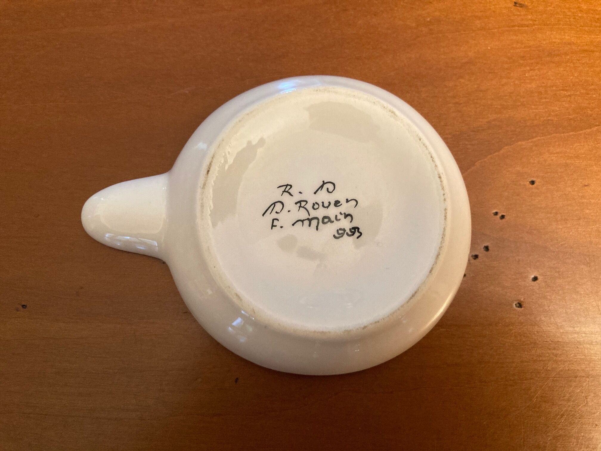 Taste-wine in desvres earthenware, décor "Rouen"