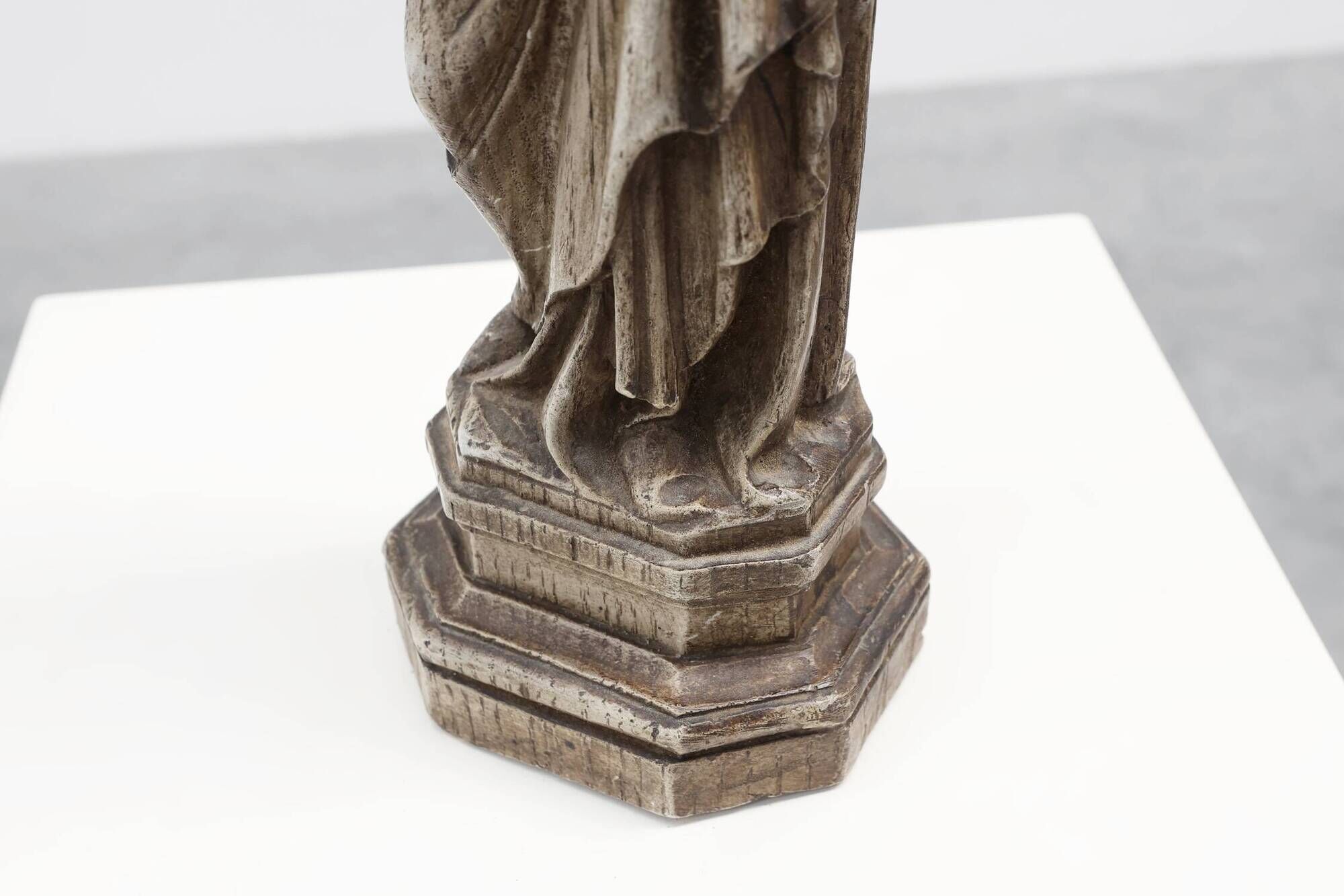 19th Century Belgian Madonna and Child Statue on Octagonal Base, Belgium