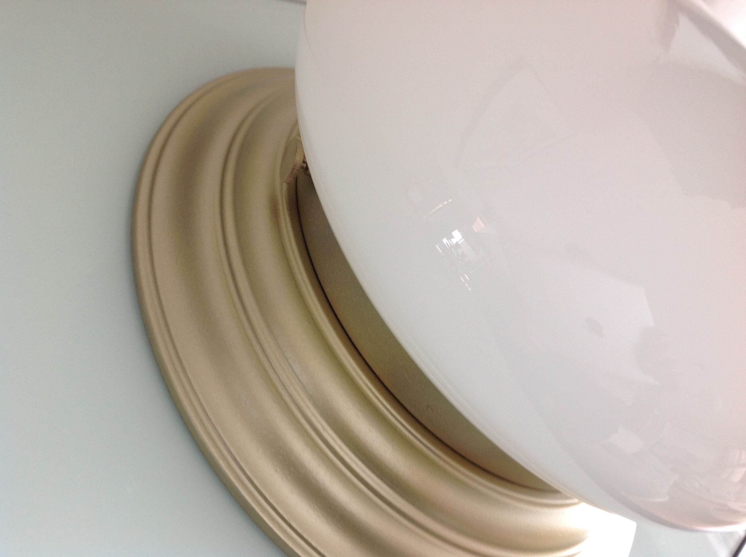Ceiling lamp globe in white opaline and gold metal art deco style