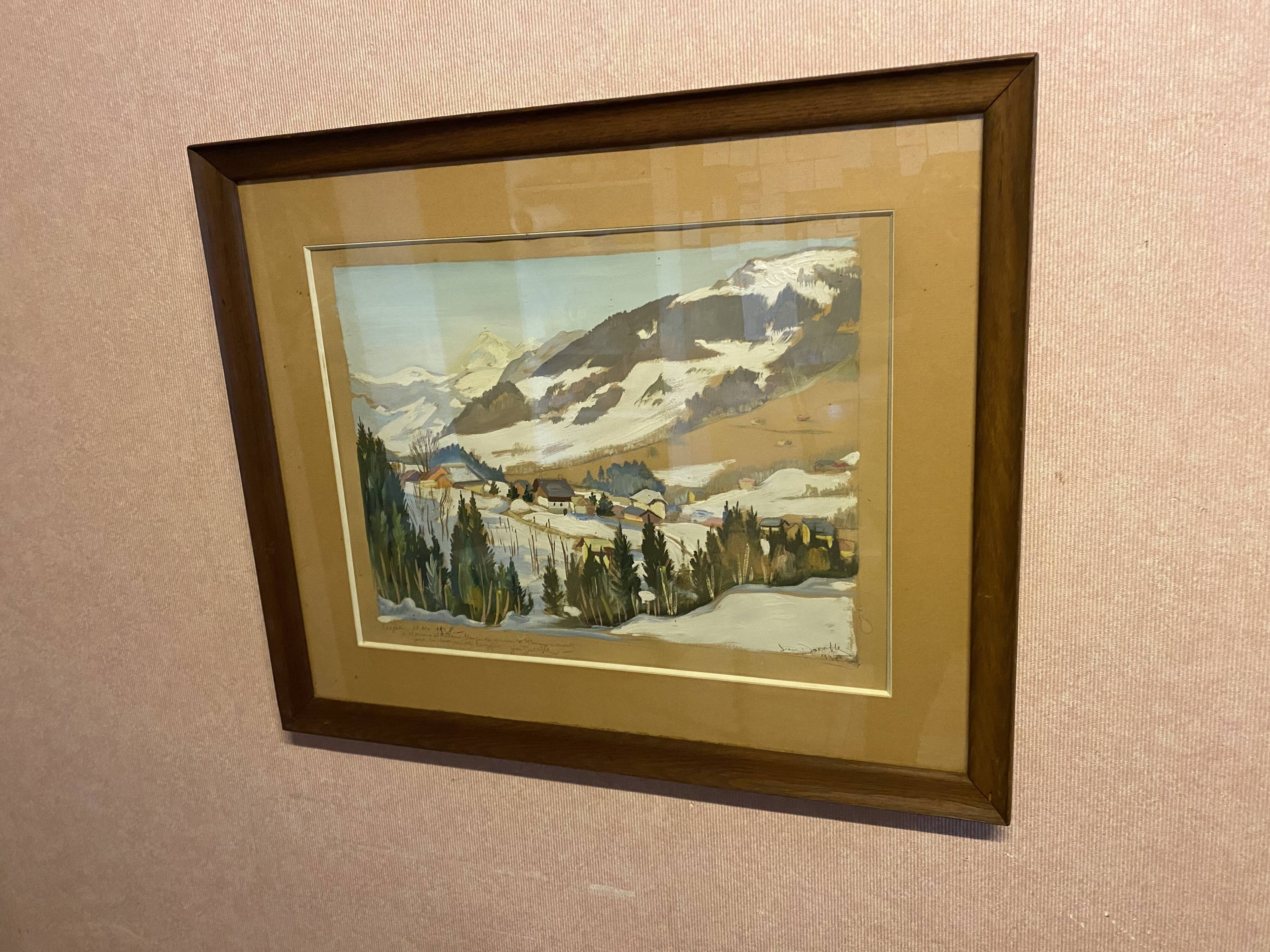 Watercolour by Jean Dorville " landscape in Megève
