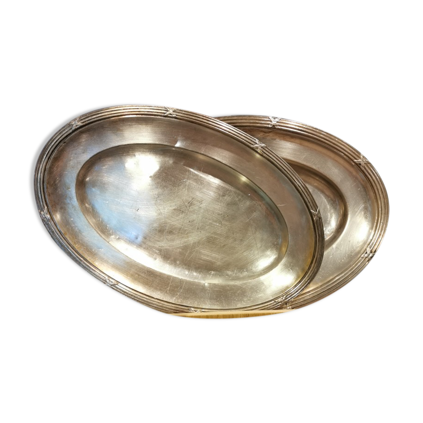 2 silver metal trays hotel bellevue