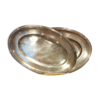 2 silver metal trays hotel bellevue