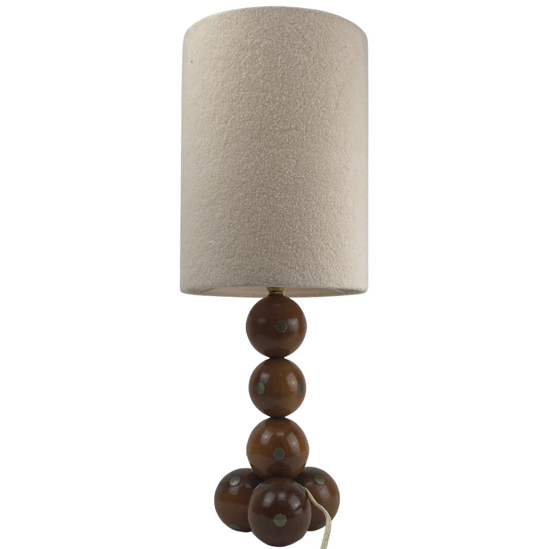 Dutch unique handcrafted wooden sphere ball table lamp, 1970s