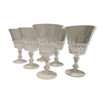 Set of 6 crystal stemmed glasses