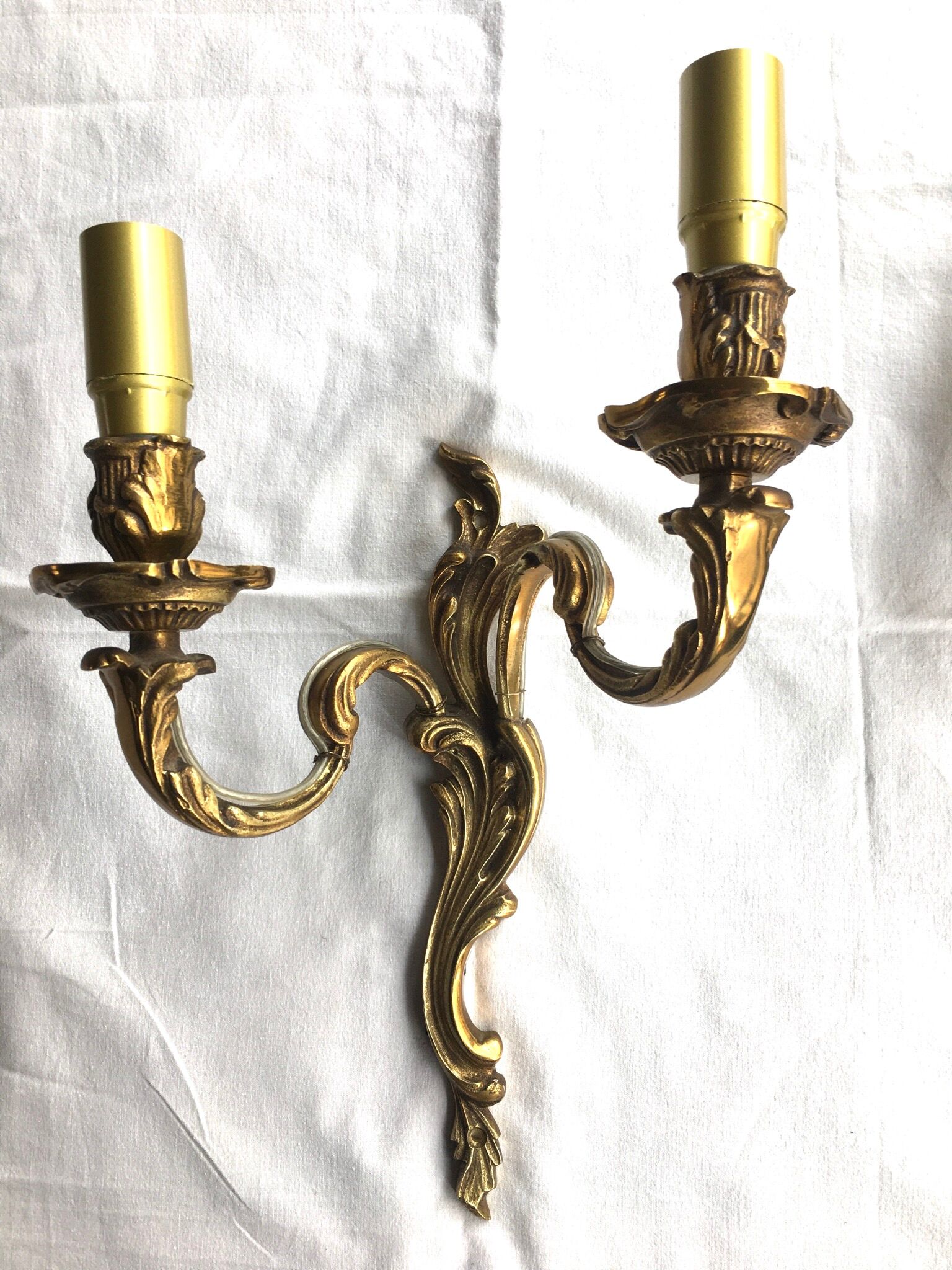 Pair of bronze wall lamps