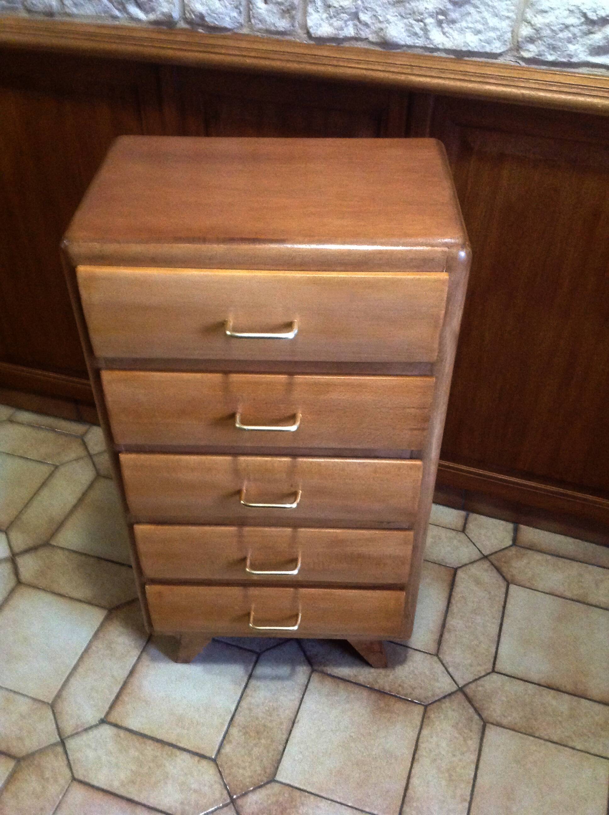 Vintage weekly chest of drawers with compass feet