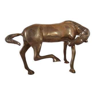 Horse in gilded brass, vintage 1970's
