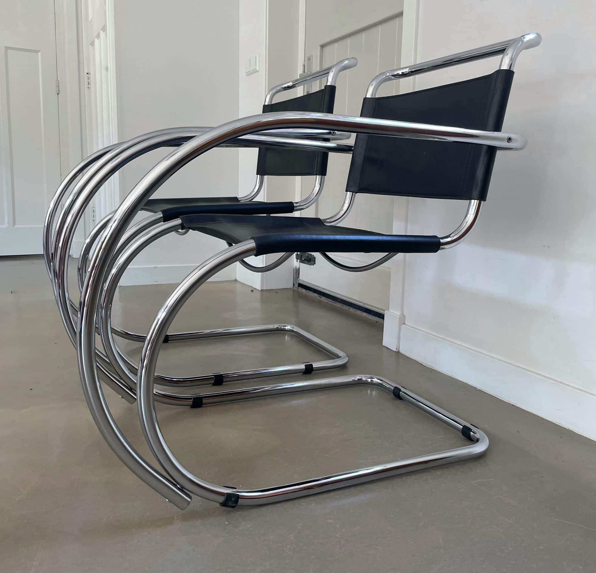 MR20 cantilever chairs, Mies van der Rohe, Fasem, 1970s