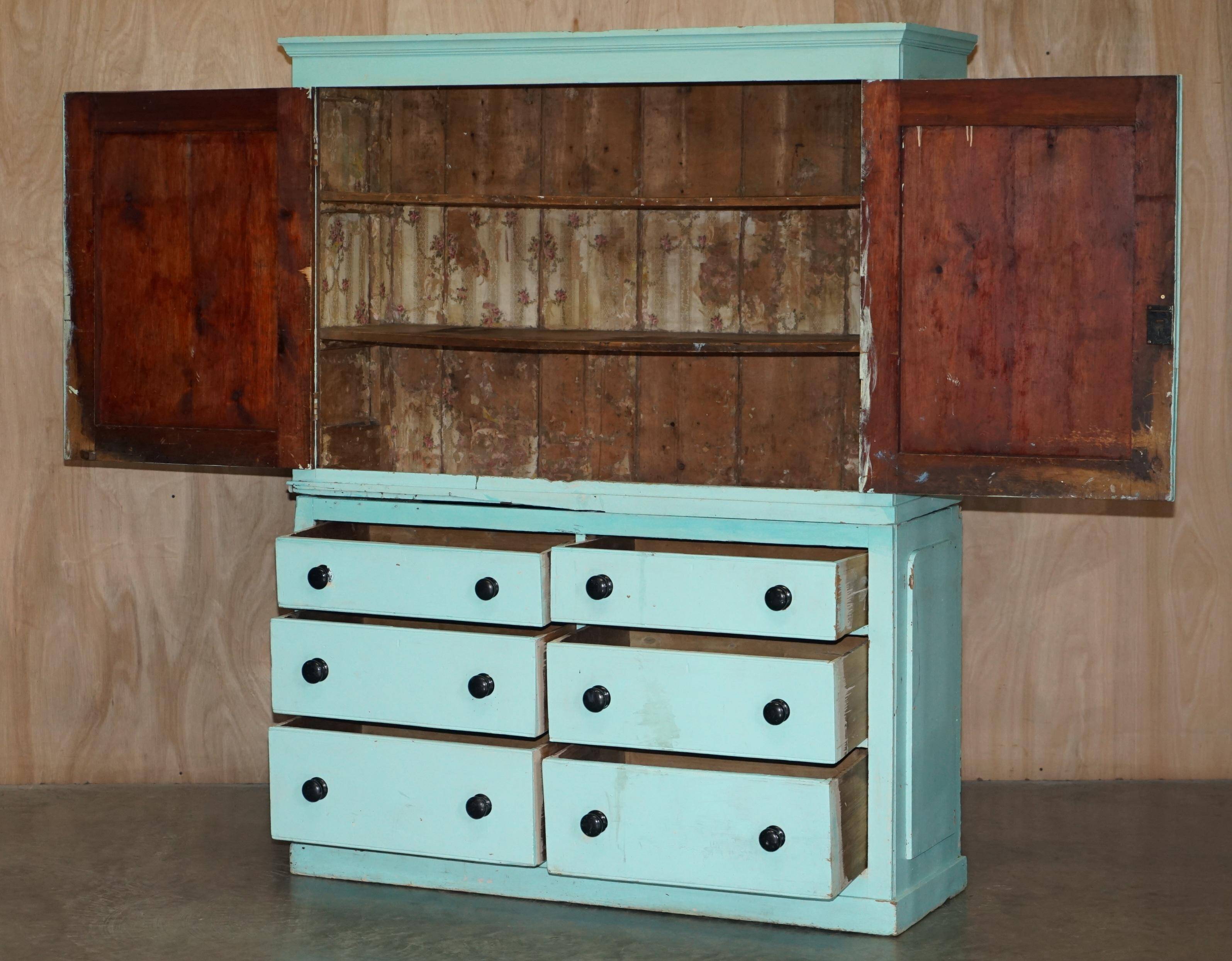 Painted pine linen cupboard or Victorian pantry circa 1860