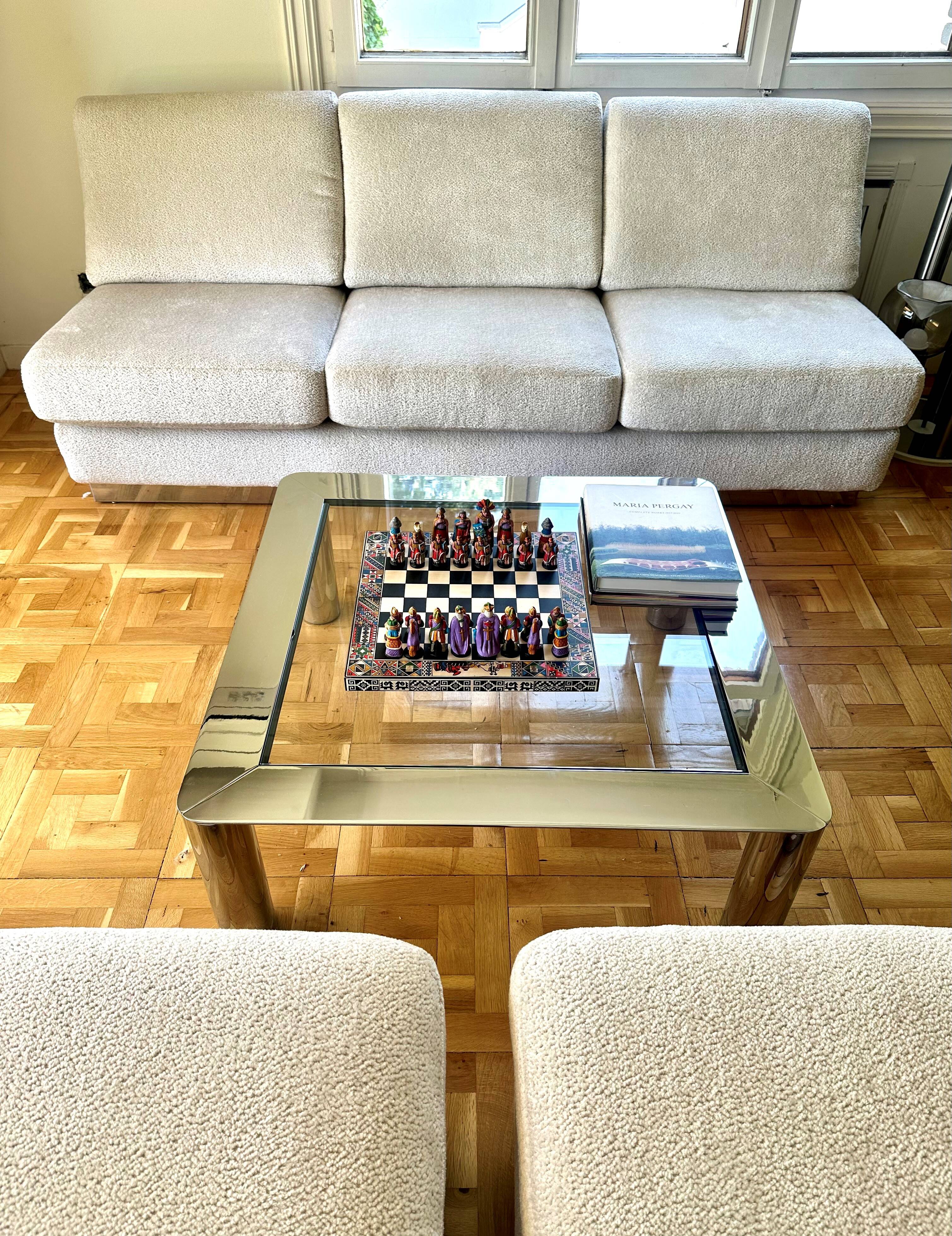 Sofa set + 2 Jacques Charpentier armchairs