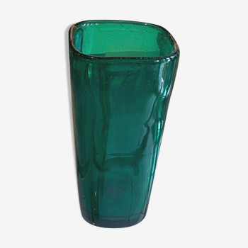 Vase en verre signé design scandinave vintage