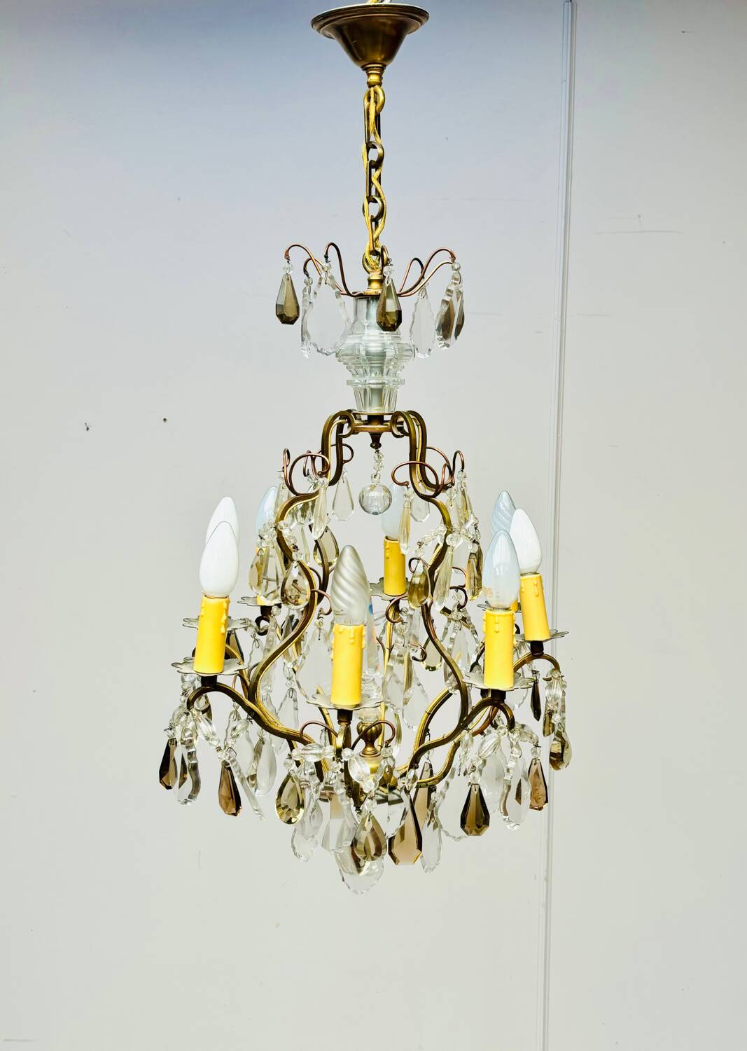 Baccarat Cage Chandelier In Bronze And Crystal Louis XV Style XIX Eme Century