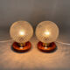 Pair of Midcentury Wood & Glass Table Lamps, 1970s