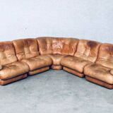 Mid-Century Modern Italian Leather Sectional Sofa by Ipe, Italy, 1970s, Set of 5