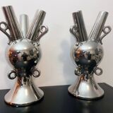 2 Large Vintage Vases • Chrome Ceramic • XXL • 1990