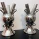 2 Large Vintage Vases • Chrome Ceramic • XXL • 1990