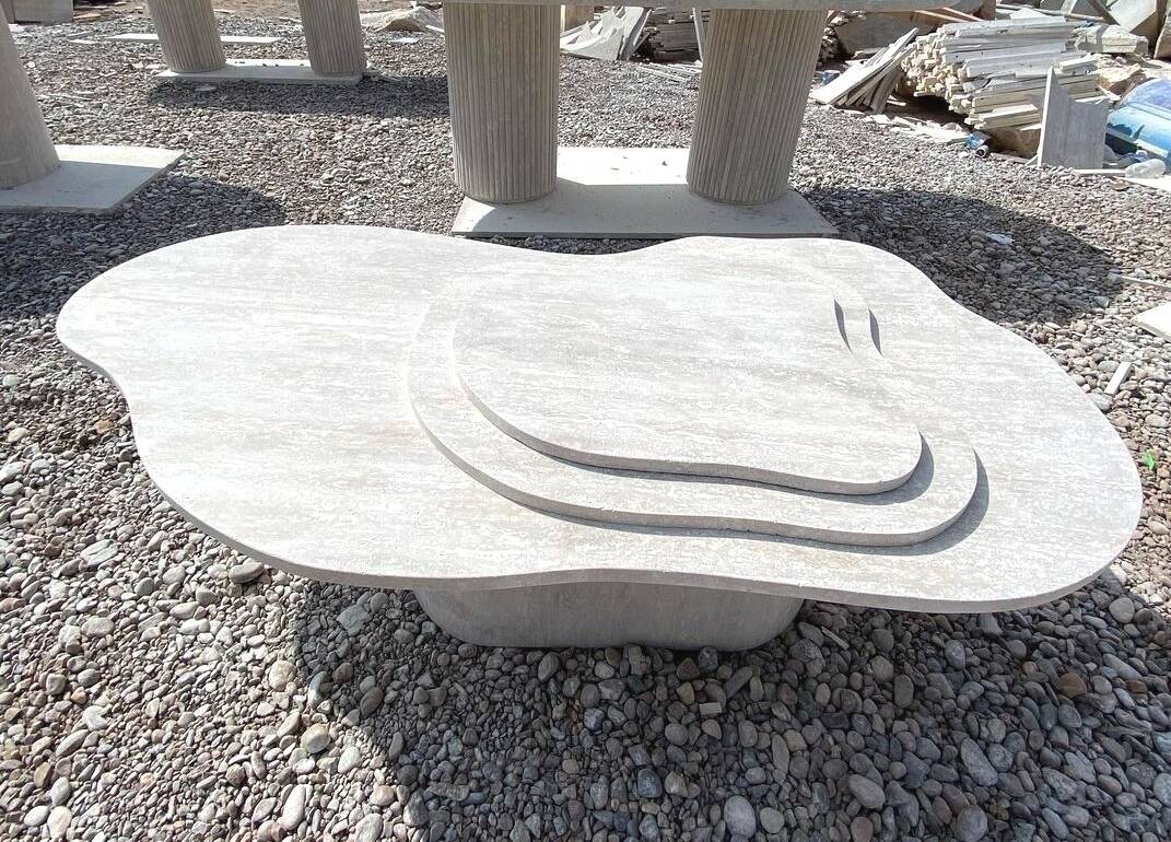 Natural travertine coffee table