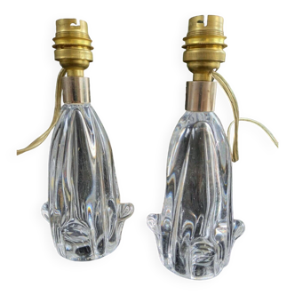 Paire de pieds de lampe en cristal