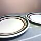 Hollow porcelain plates style Basque stripes burgundy and green