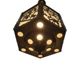 Antique Openwork Sawn Brass Pendant Lamp, early 1900s