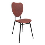 Vintage 70s chair in black lacquered metal and atypical red vinyl