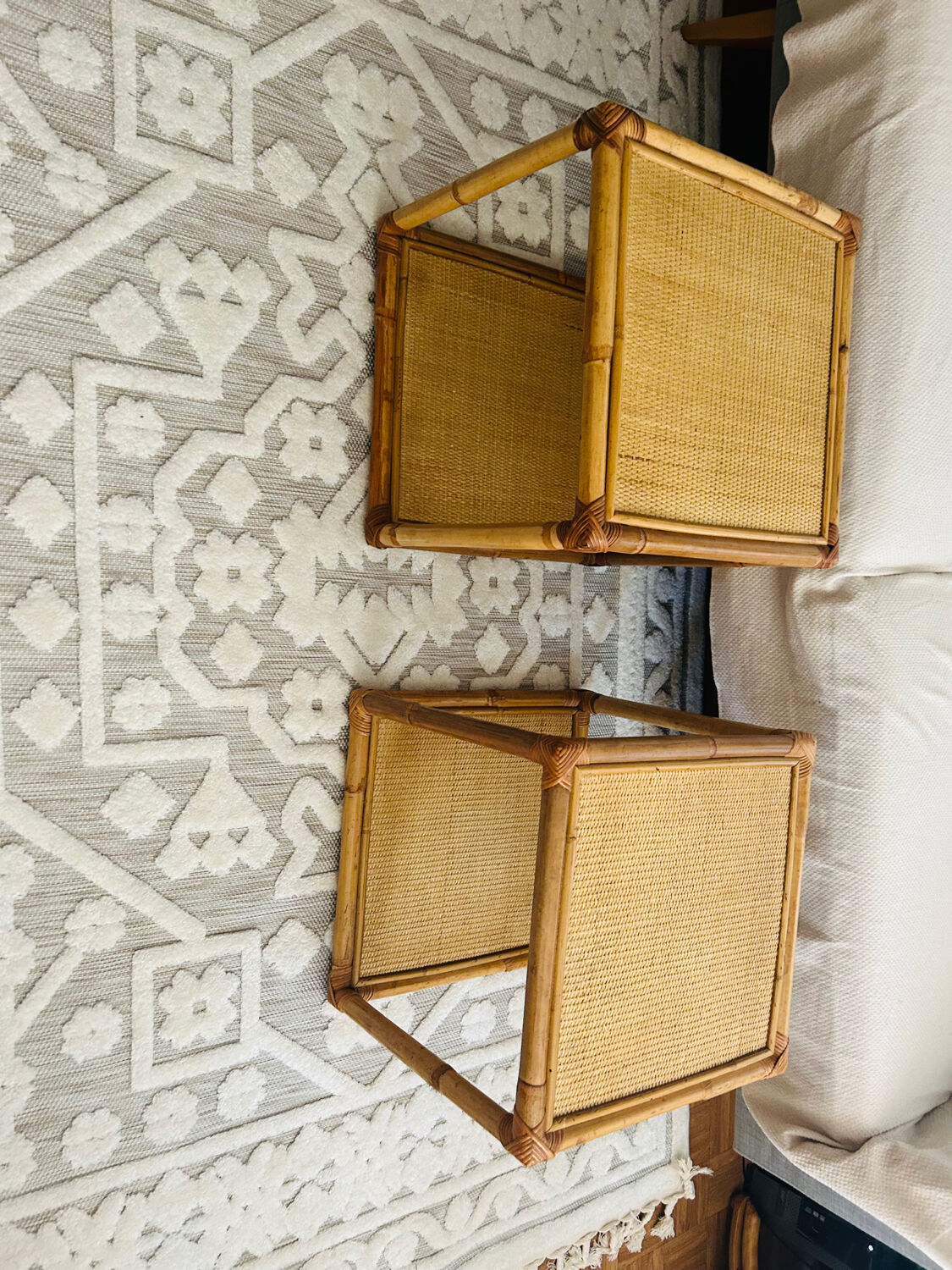 Set of two rattan bedside or side tables