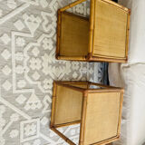 Set of two rattan bedside or side tables
