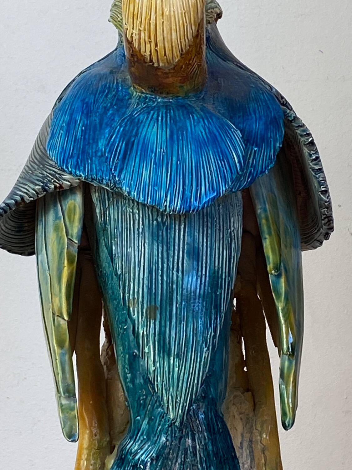 Large ceramic wading bird signed Thimo