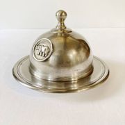 Silver-plated butter dish with elephant motif