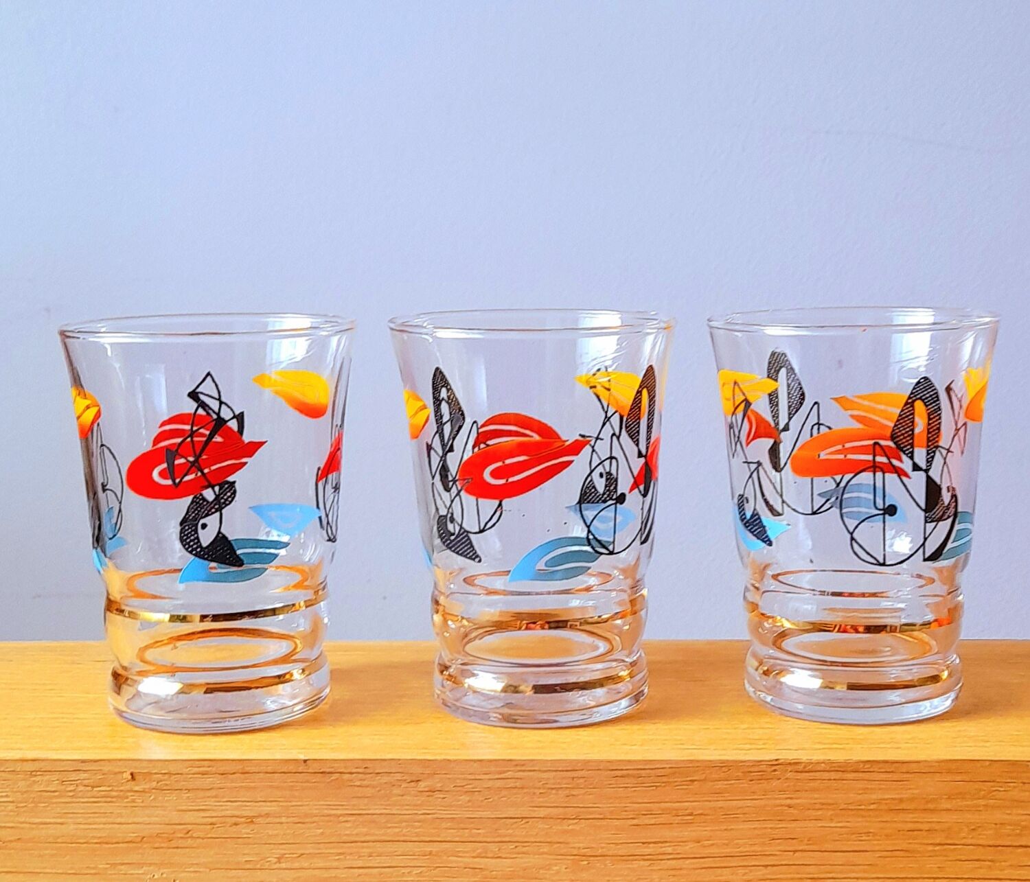 Lot de 3 verres années 70