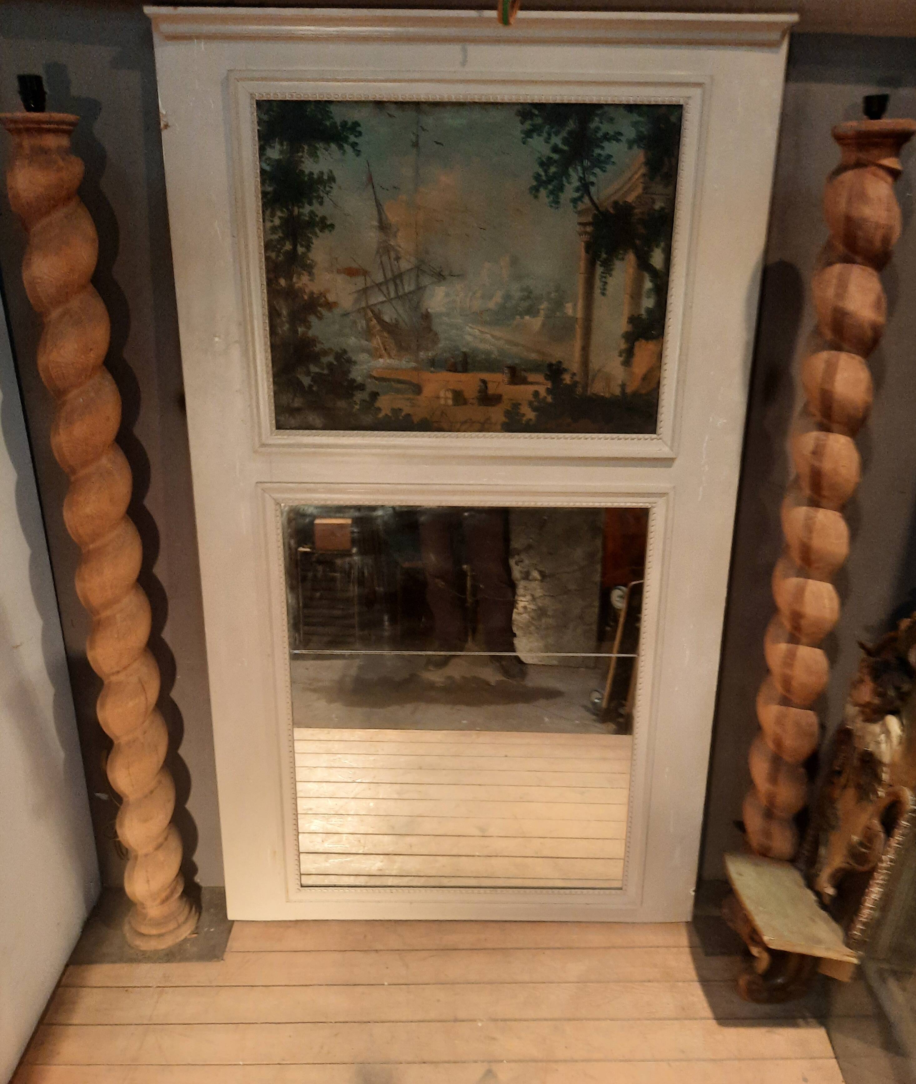 Large trumeau of woodwork mirror