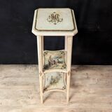 Pair of large painted wooden side tables with three tops.
