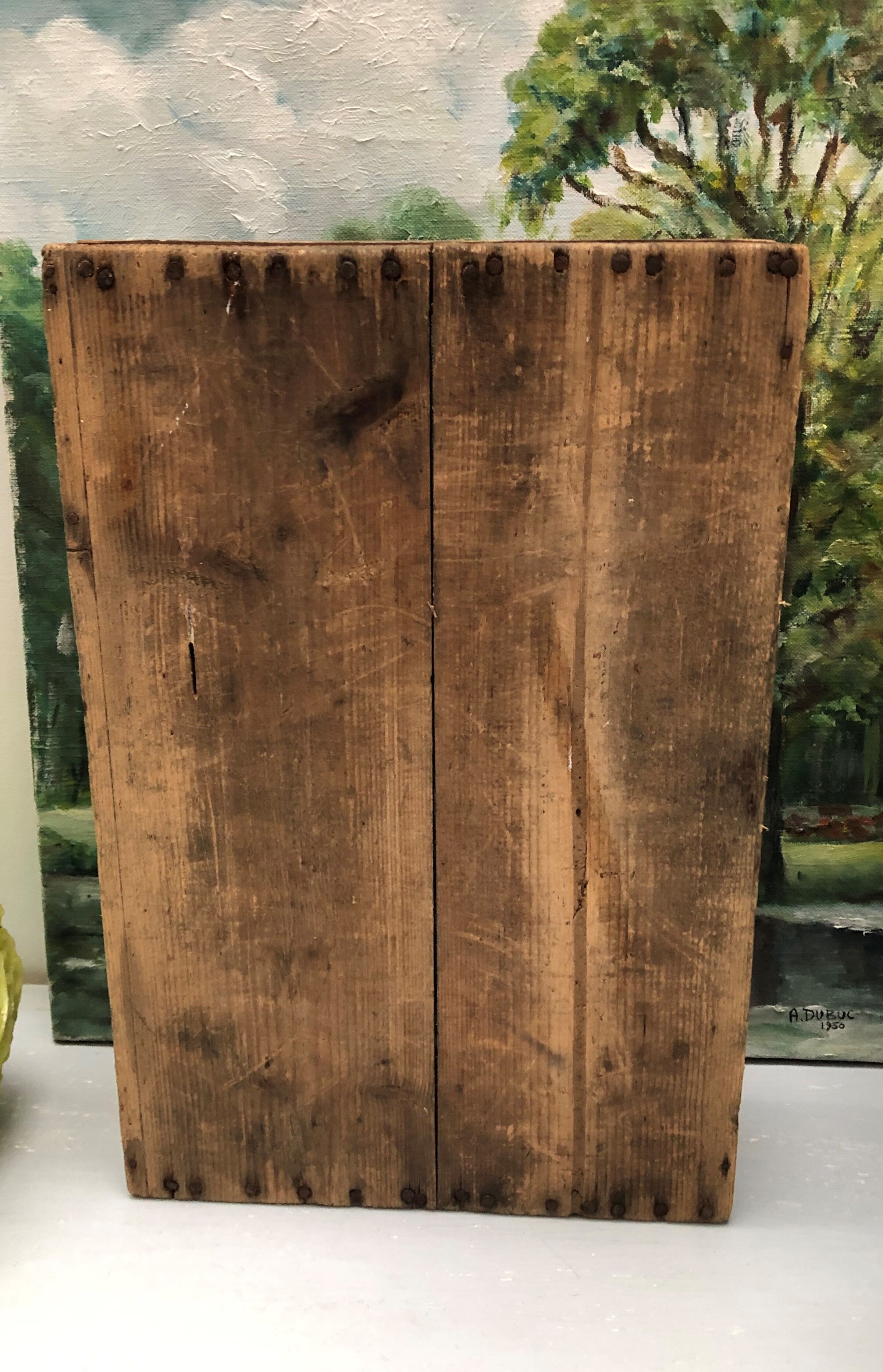 Old wooden box of industrial workshop