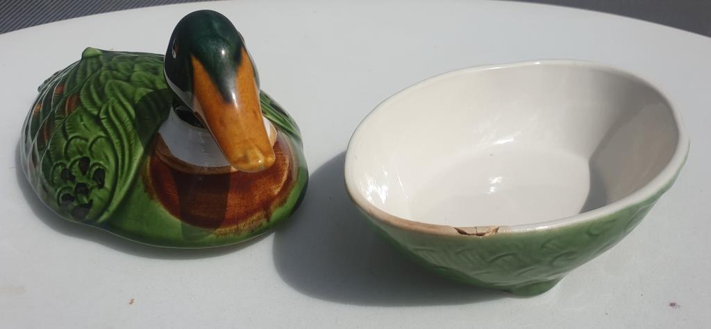 Earthenware duck signed Michel Caugant