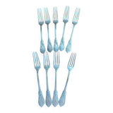 9 silver-plated Art Nouveau forks 1900-1920 with daisy decoration