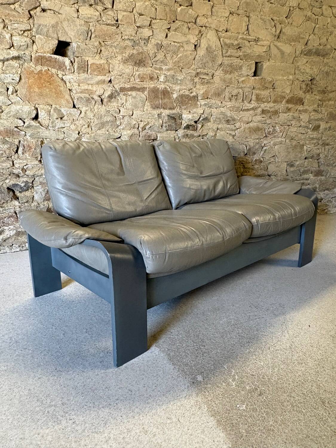 Canapé cuir 2 places Panda par Ake Fribyter pour Nelo Sweden, 1970