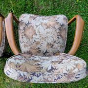 Paire de fauteuils bridge Art déco en bois massif, années 40-50