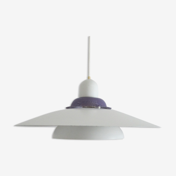 Dansk design white/purple 1980s pendant lamp by Danish Jeka Metaltryk