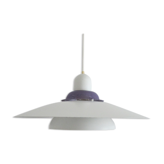 Dansk design white/purple 1980s pendant lamp by Danish Jeka Metaltryk