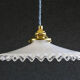 suspension in white crenellated opaline with support and socket in new brass, new cable
