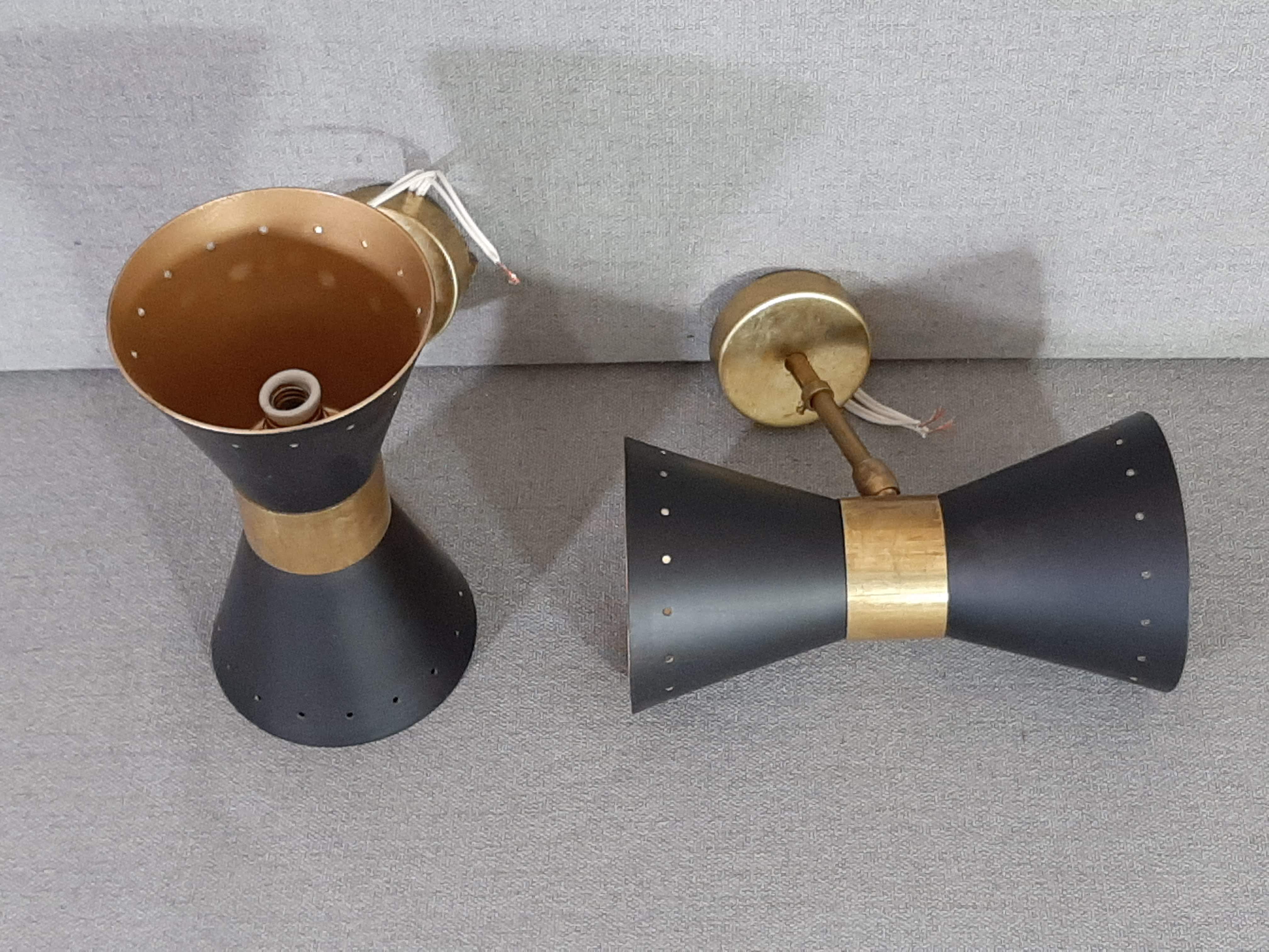 Pair of sconces black, in 1950s style